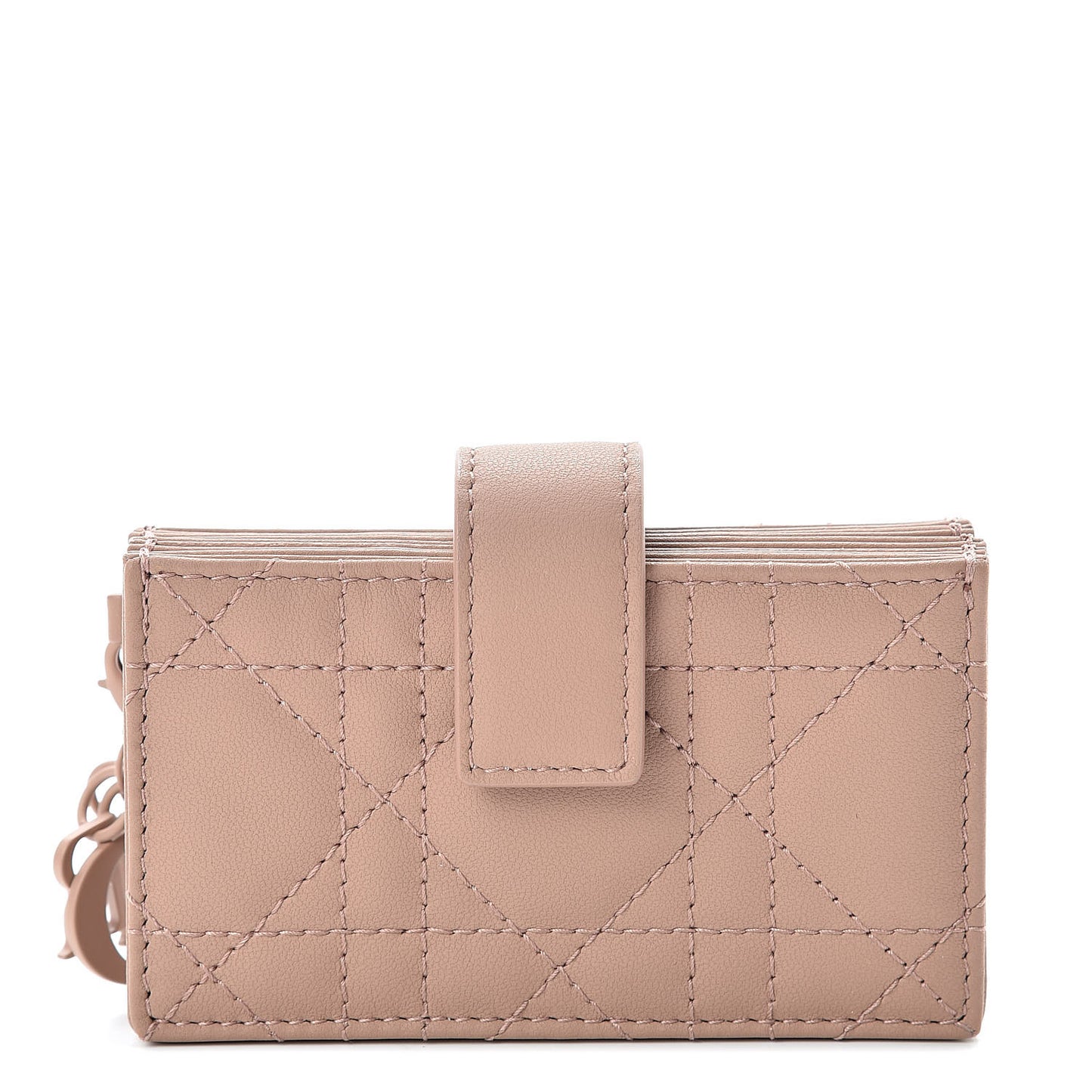 Ultra Matte Calfskin Cannage Lady Dior 5-Gusset Card Holder Blush Powder