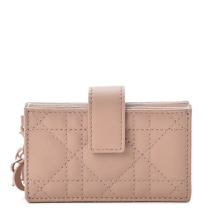 Christian Dior Ultra Matte Calfskin Cannage Lady Dior 5-Gusset Card Holder Blush Powder 1 of 8