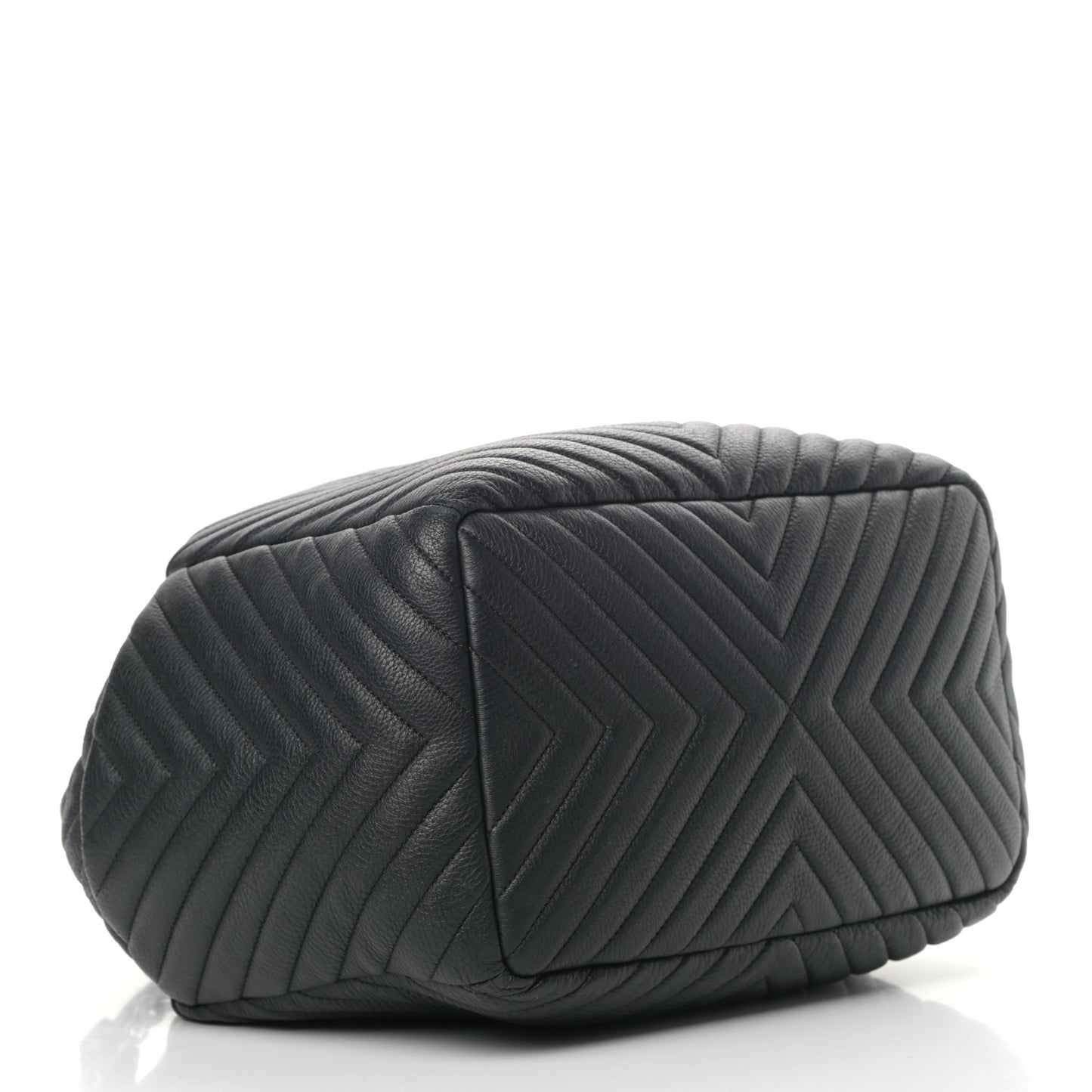 Deerskin Chevron Large CC Chain Bucket Drawstring Bag Black