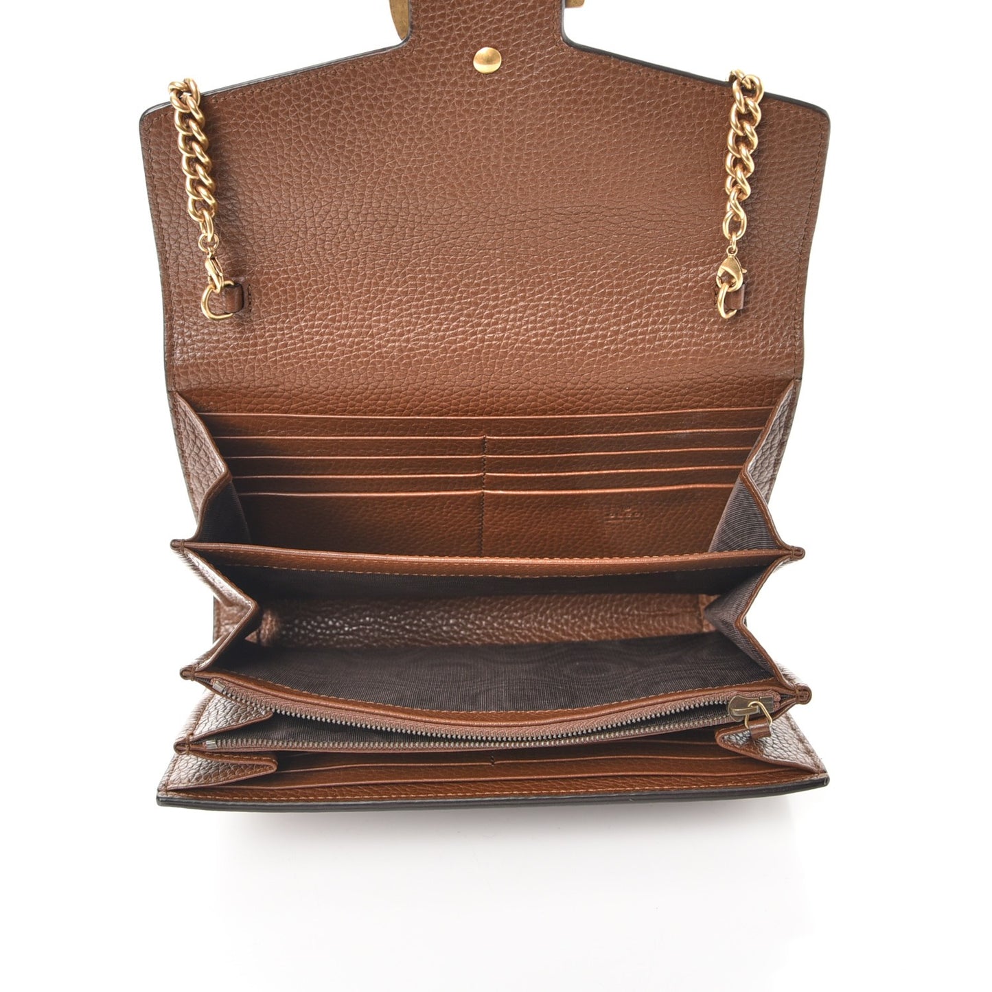 Cellarius Calfskin GG Marmont Chain Wallet Nut Brown