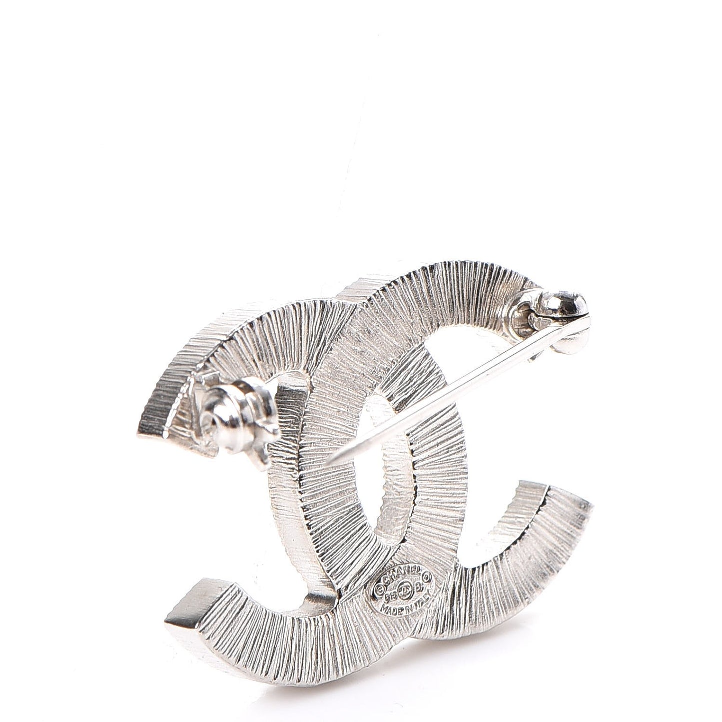 Crystal Baguette CC Mini Brooch Silver
