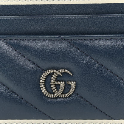 Gucci Vintage Effect Calfskin Matelasse Diagonal Torchon GG Marmont Card Holder Blue Agata Mystic White 7 of 10