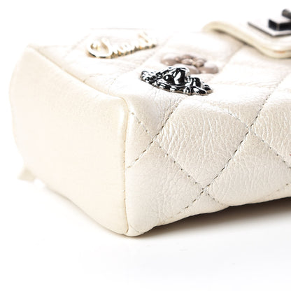 Chanel Metallic Calfskin Quilted Lucky Charms Mini Phone Holder Clutch Ivory 5 of 11
