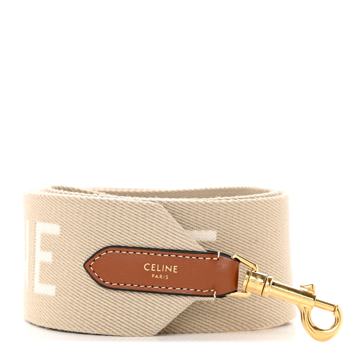 Celine Jacquard Wool Logo Long Strap Beige White 1 of 6