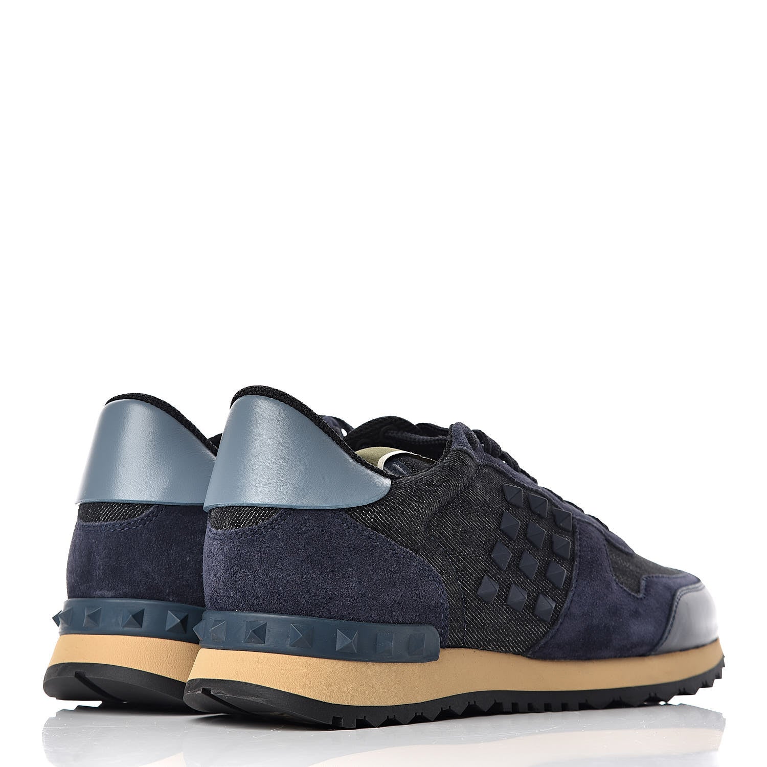 Valentino Garavani Denim Calfskin Suede Rockstud Sneakers 37 Deep Denim 4 of 8