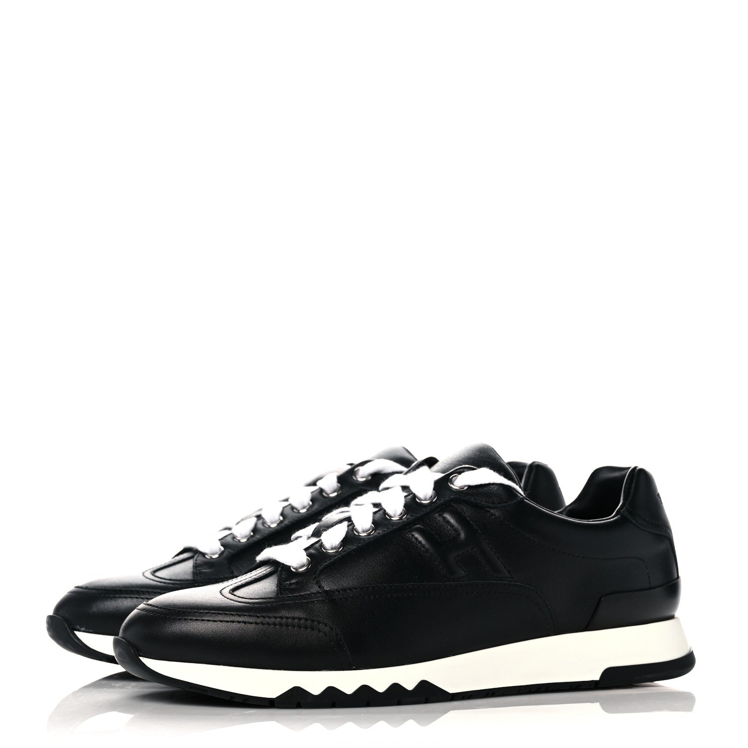 Hermes Calfskin Womens Trail Sneakers 38 Black 3 of 8