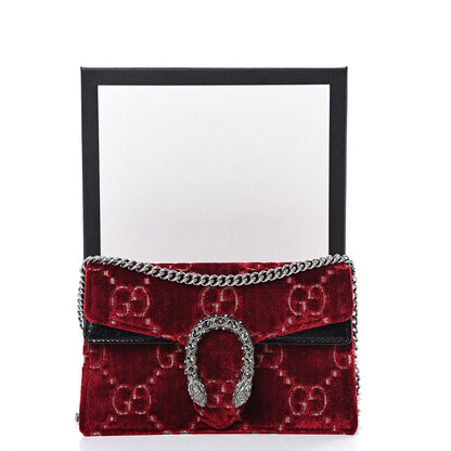 Gucci Velvet GG Monogram Super Mini Dionysus Shoulder Bag Red Cipria Black 9 of 9