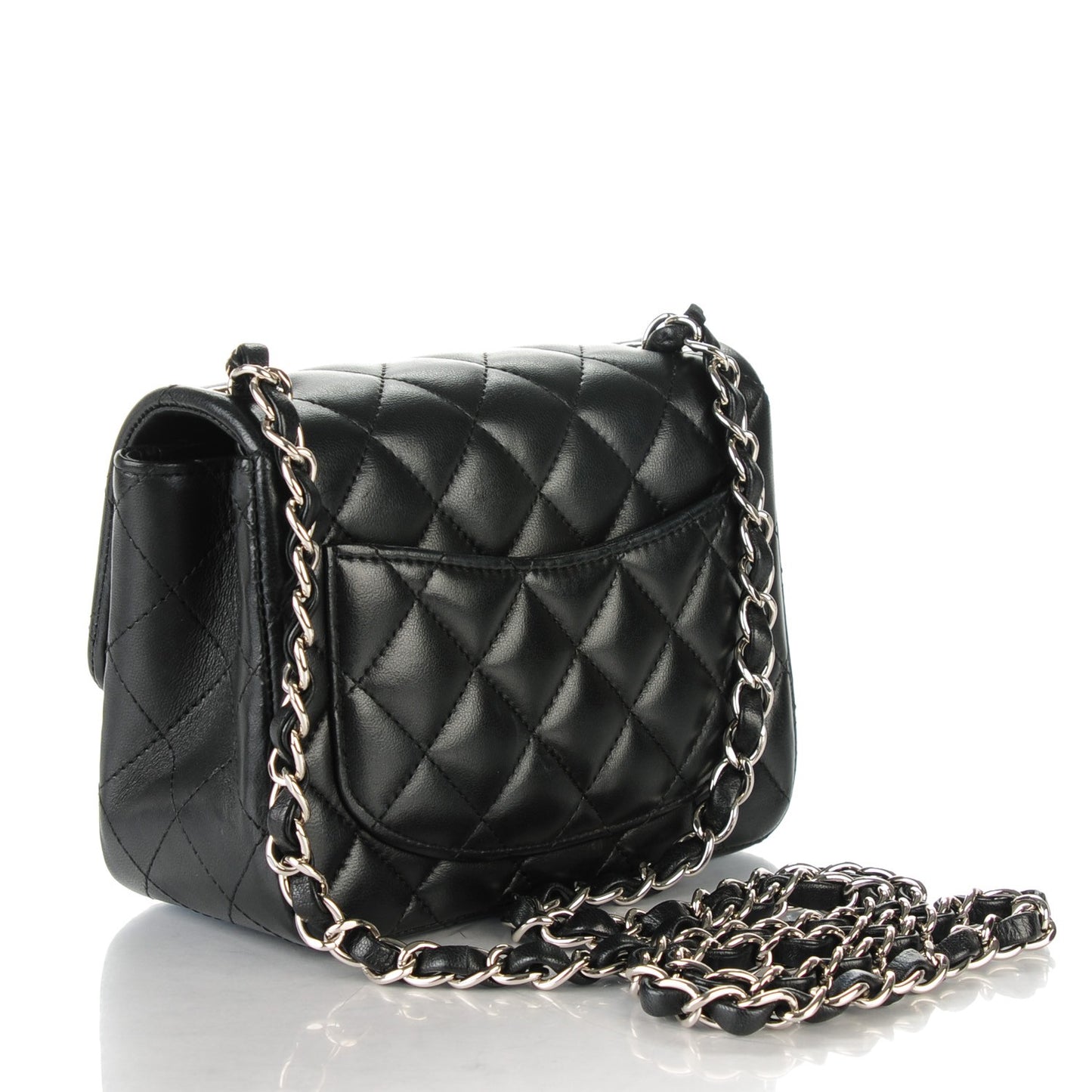Lambskin Quilted Mini Square Flap Black