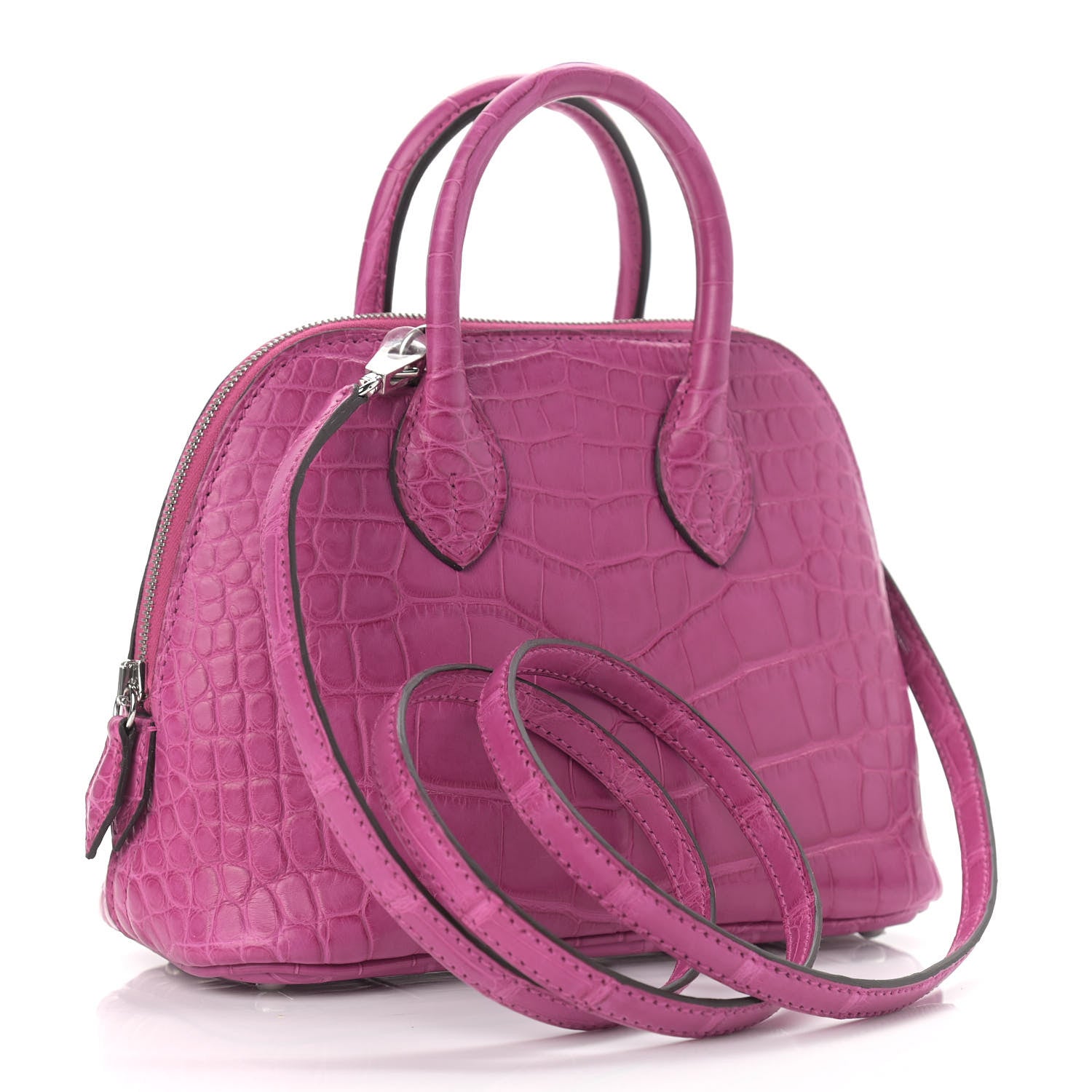 Hermes Matte Alligator Bolide Mini 1923 Rose Scheherazade 2 of 8