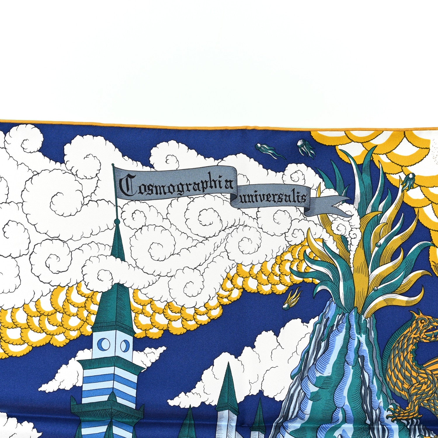 Hermes Silk Cosmographia Universalis Scarf 90 Bleu Nuit Vert Miel 5 of 6