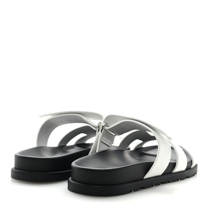 Hermes Calfskin Womens Chypre Sandals 37 White 4 of 8