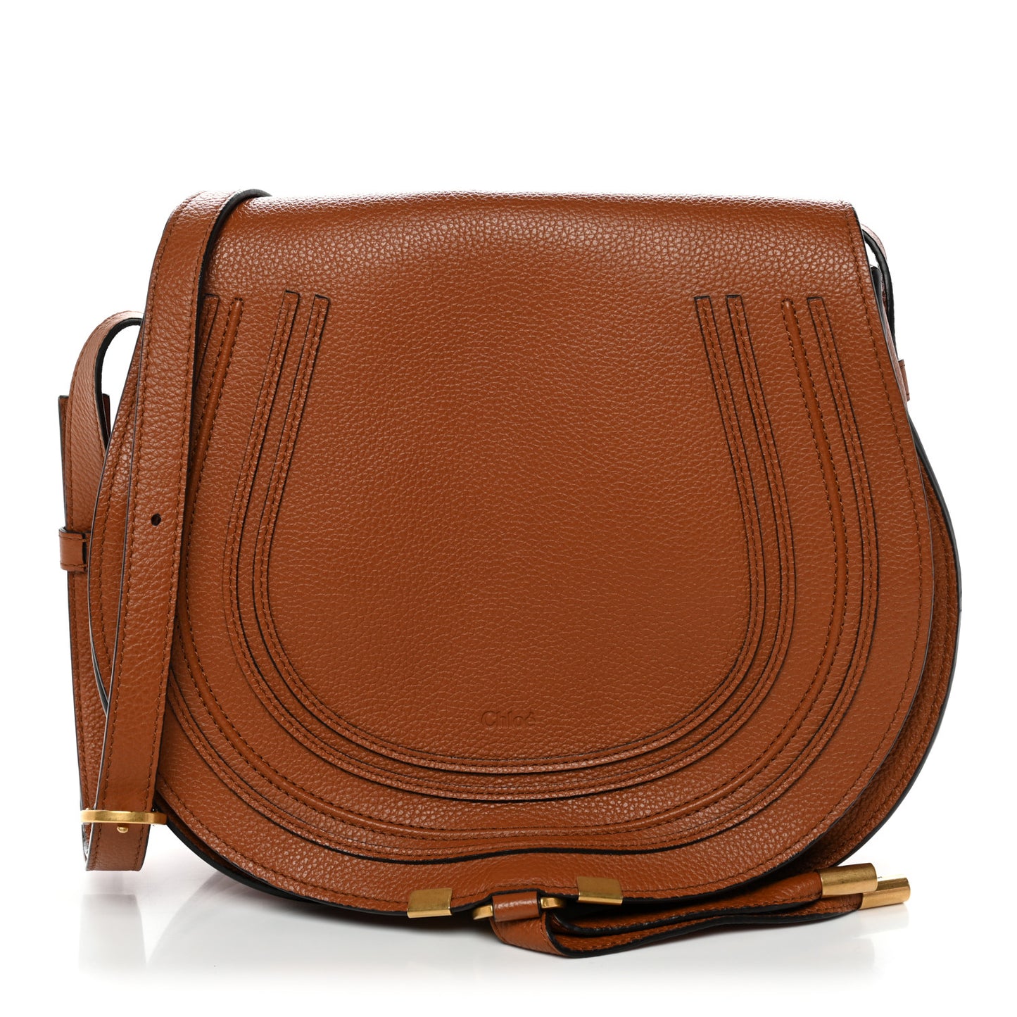 Calfskin Medium Marcie Round Crossbody Bag Tan