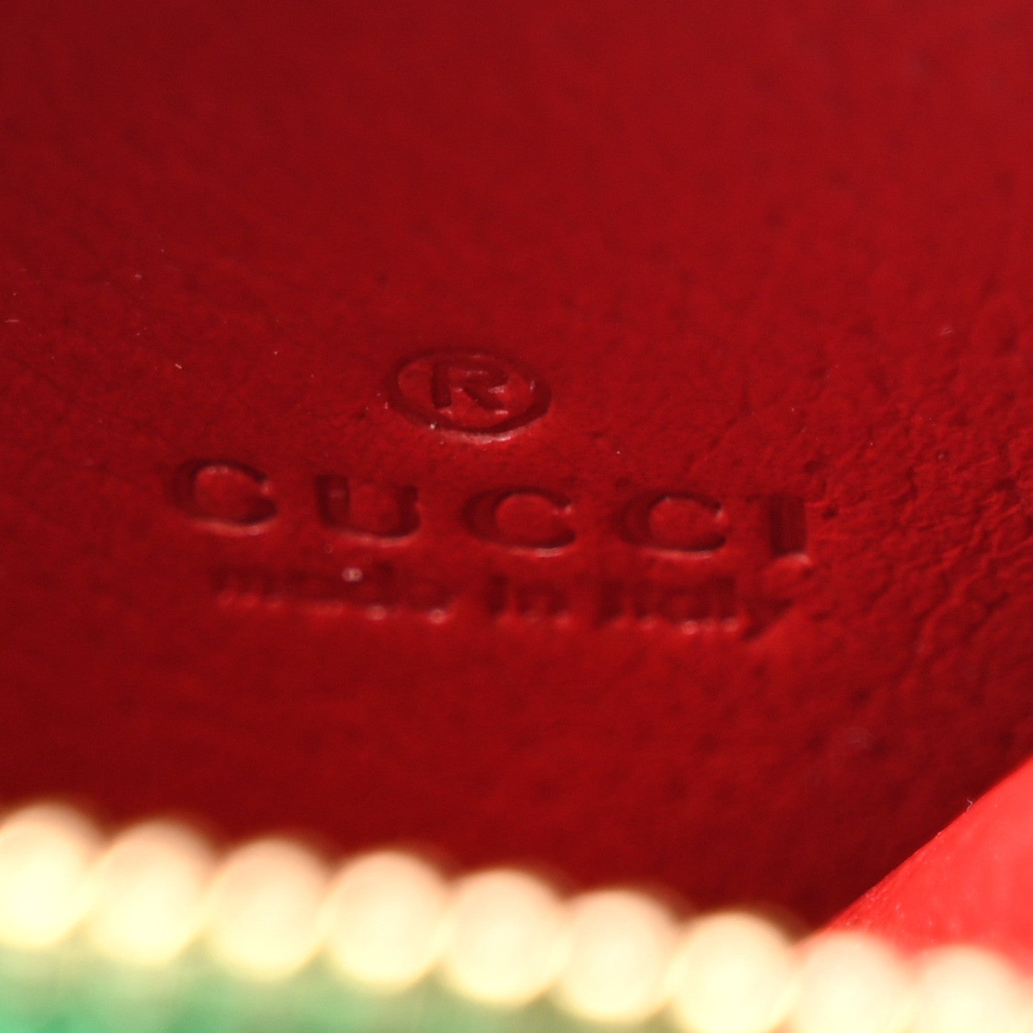 Gucci Textured Dollar Calfskin Retro Interlocking G Fruttini Strawberry Coin Case Bag Charm Key Holder 5 of 7