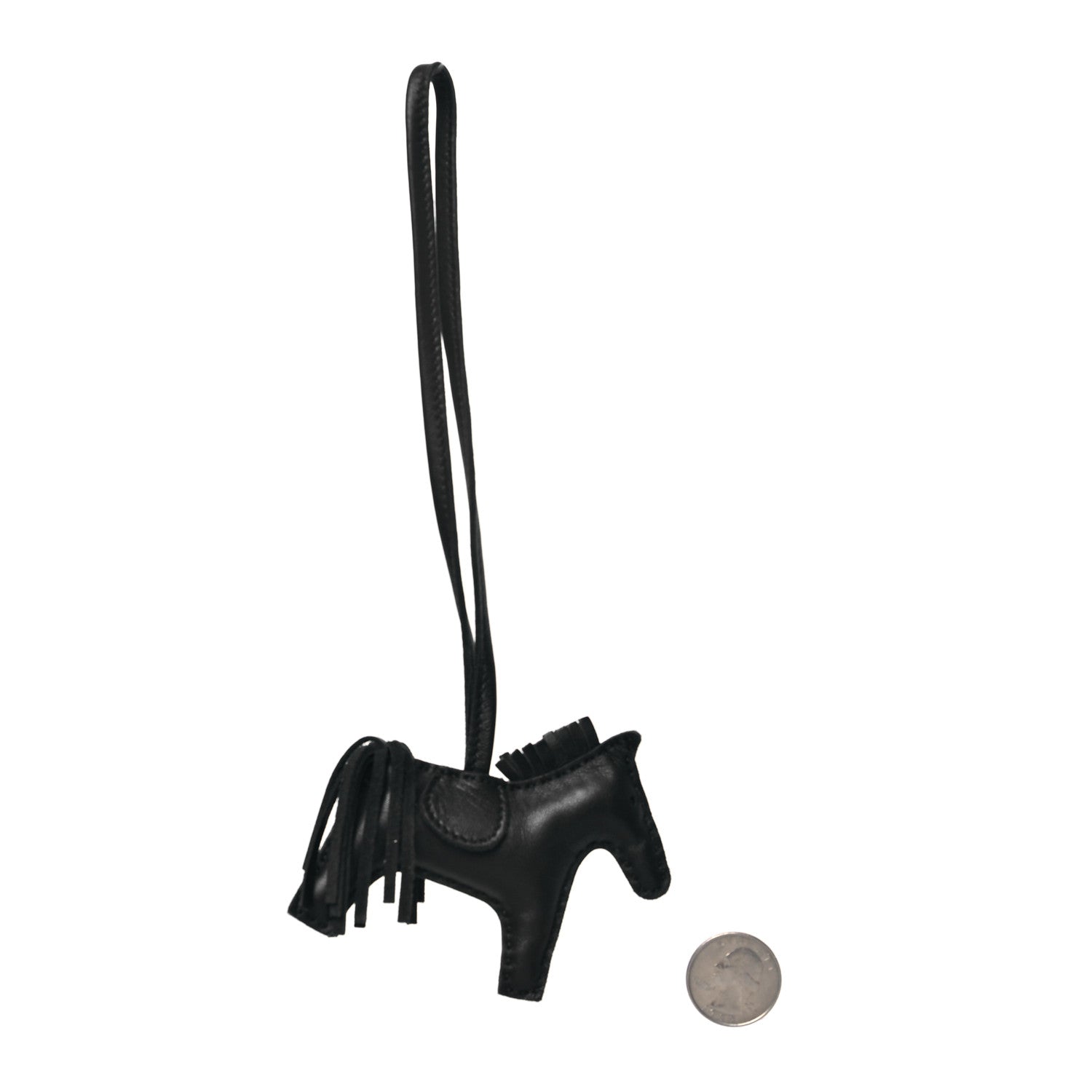 Hermes Milo Lambskin Grigri Rodeo Horse Bag Charm PM So Black 2 of 4