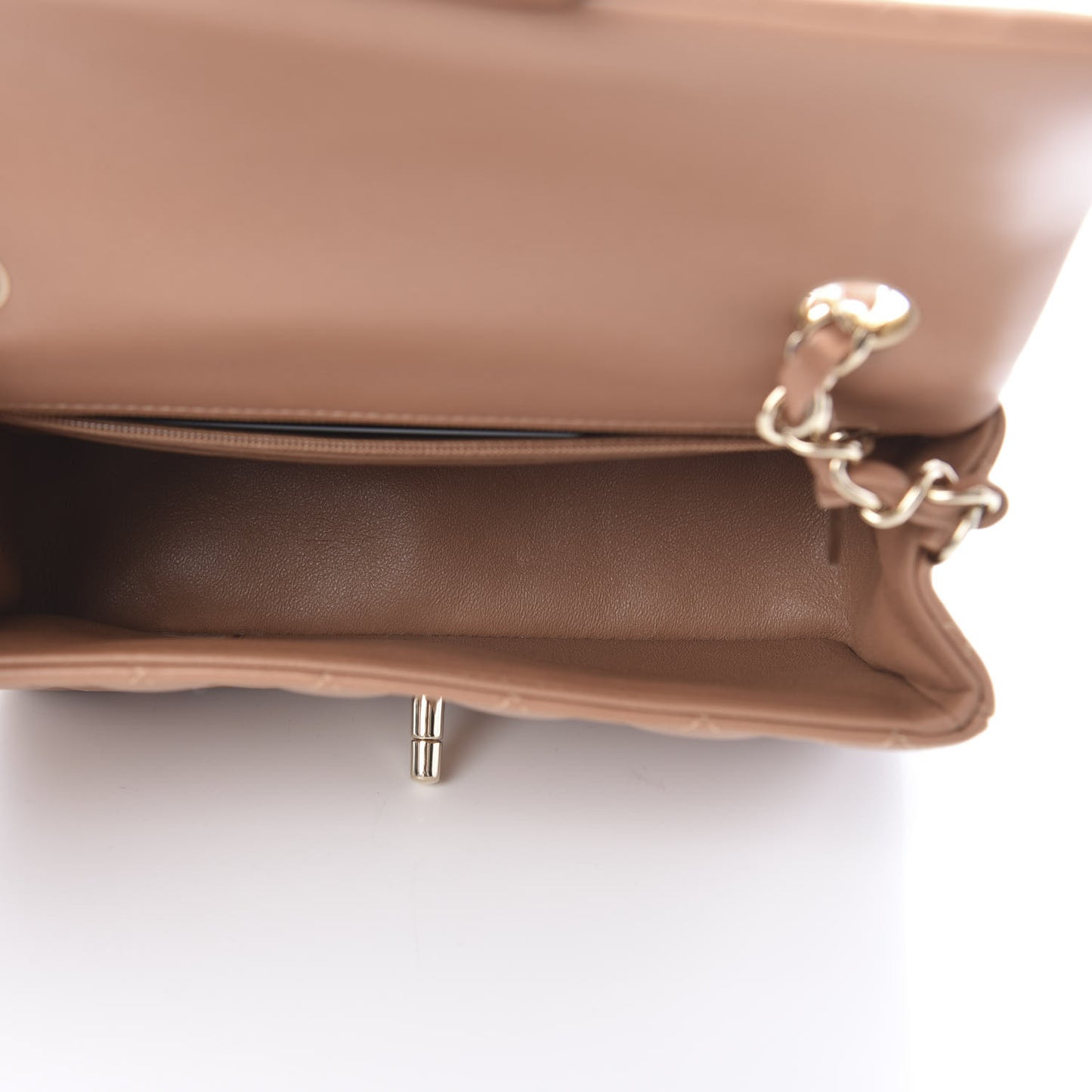 Lambskin Quilted Mini Rectangular Flap Brown