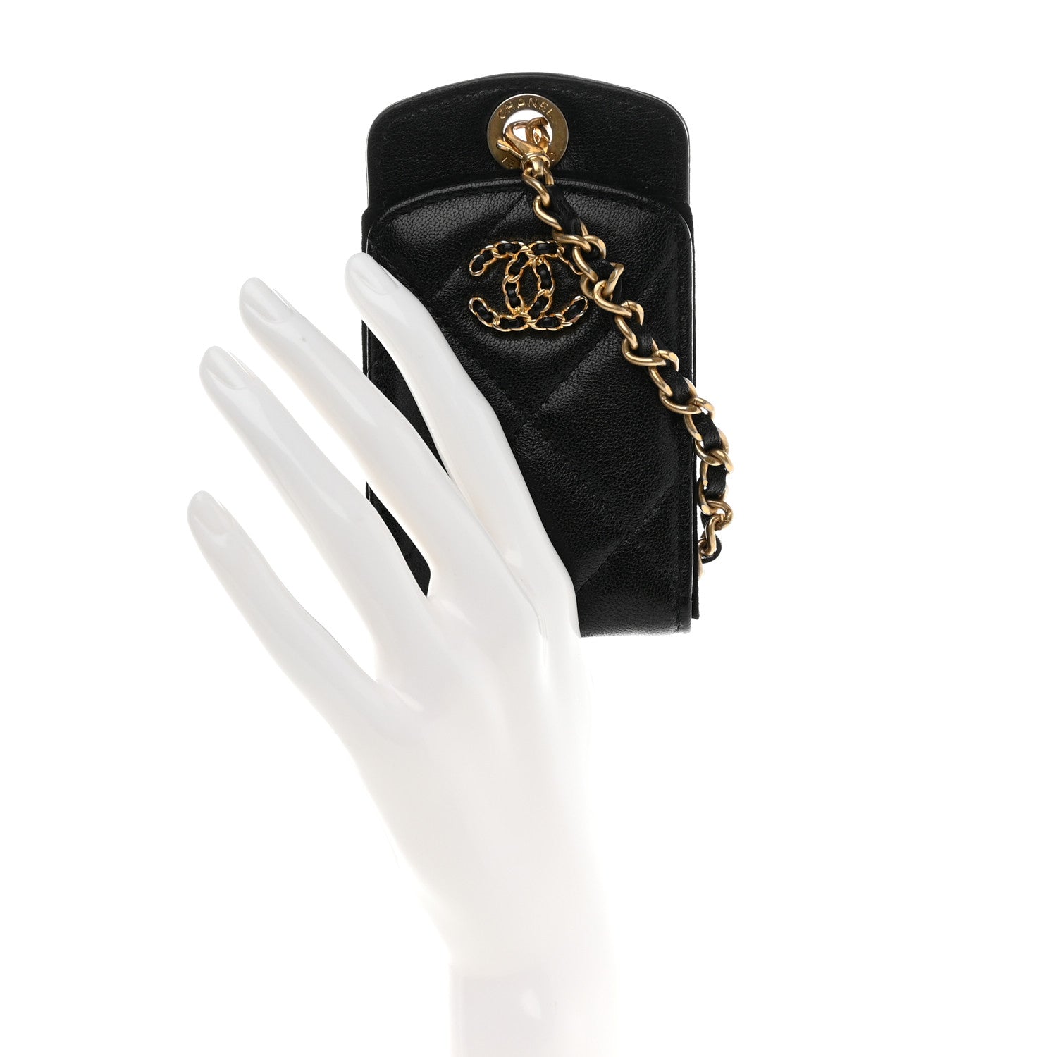 Chanel Lambskin Quilted Chanel 19 Luggage Tag Black 2 of 7