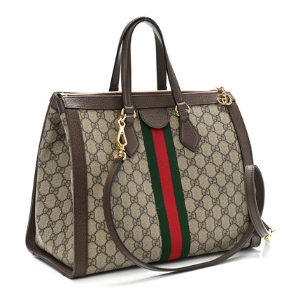 Gucci GG Supreme Monogram Web Medium Ophidia Tote Bag Brown 2 of 10