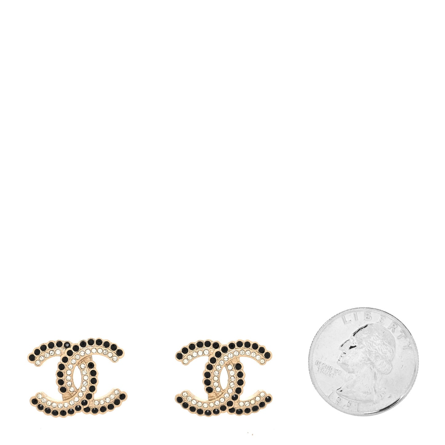 Crystal CC Earrings Black Gold