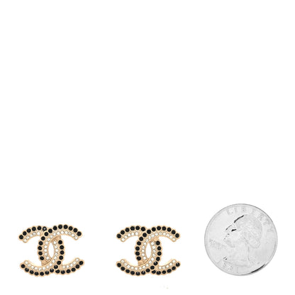 Chanel Crystal CC Earrings Black Gold 2 of 4