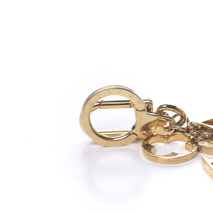 Louis Vuitton Brass Enamel Fleur De Monogram Bag Charm Chain Gold 4 of 5