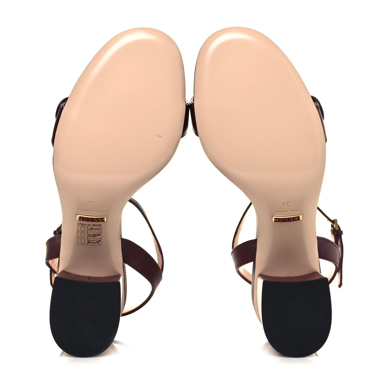 Lifford Calfskin GG Marmont Ankle Wrap 75mm Sandals 39 Vintage Bordeaux