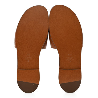 Valentino Garavani Grainy Cowhide Vlogo Flat Slide Sandals 40.5 Cuoio 5 of 8