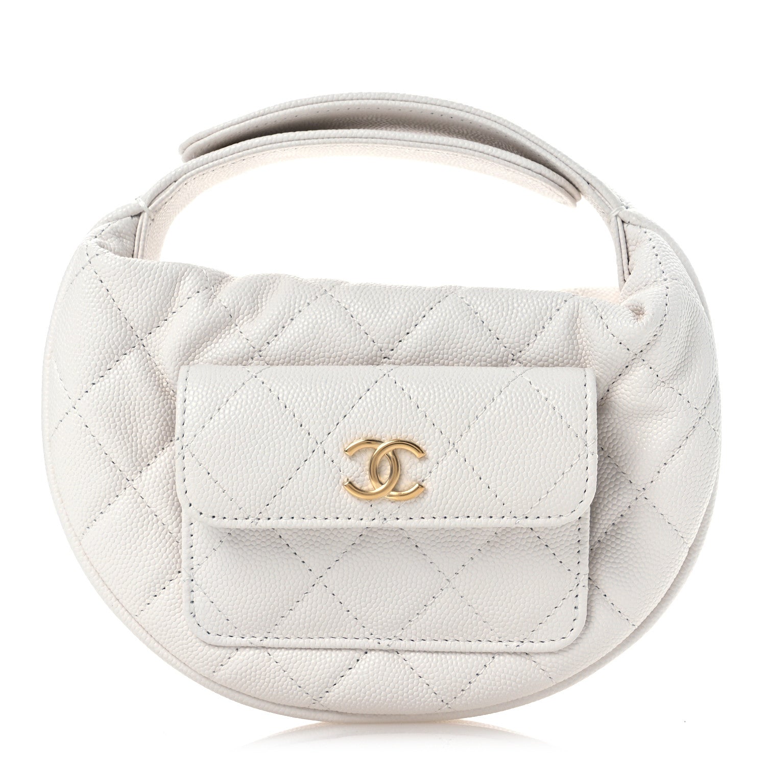 Chanel Caviar Quilted Polly Pocket Pouch Hobo White 1 of 12