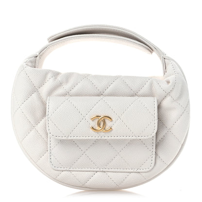 Chanel Caviar Quilted Polly Pocket Pouch Hobo White 1 of 12