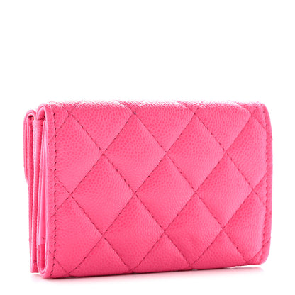 Chanel Caviar Quilted Double Flap Wallet Bright Pink 3 of 9