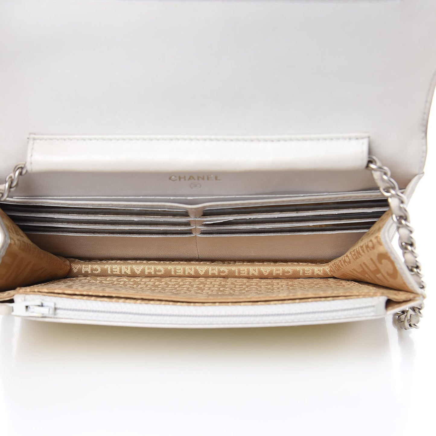 Patent Camellia Print Wallet On Chain WOC Yellow
