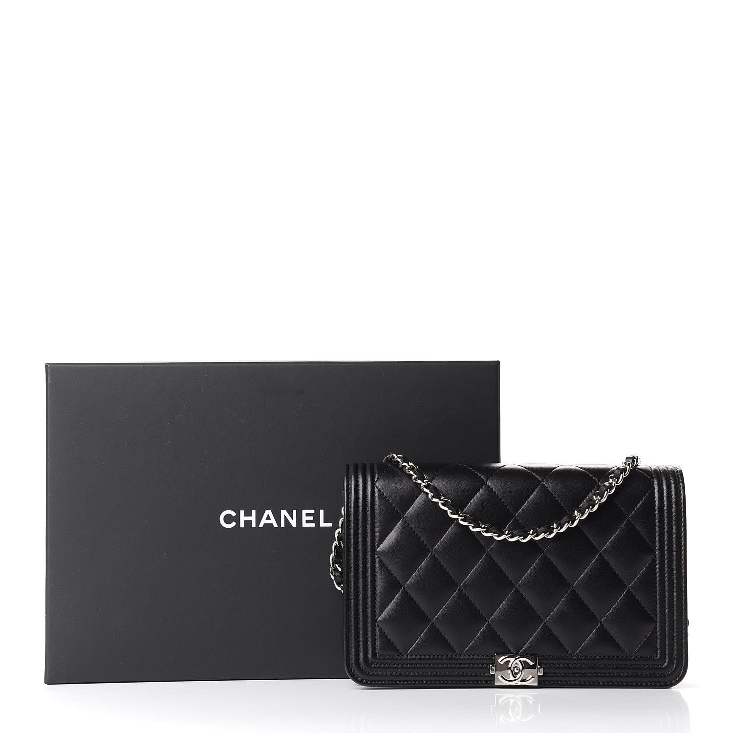 Chanel Lambskin Quilted Boy Wallet On Chain WOC Black 12 of 12