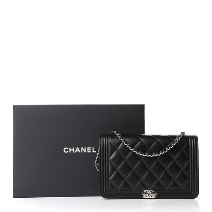 Chanel Lambskin Quilted Boy Wallet On Chain WOC Black 12 of 12