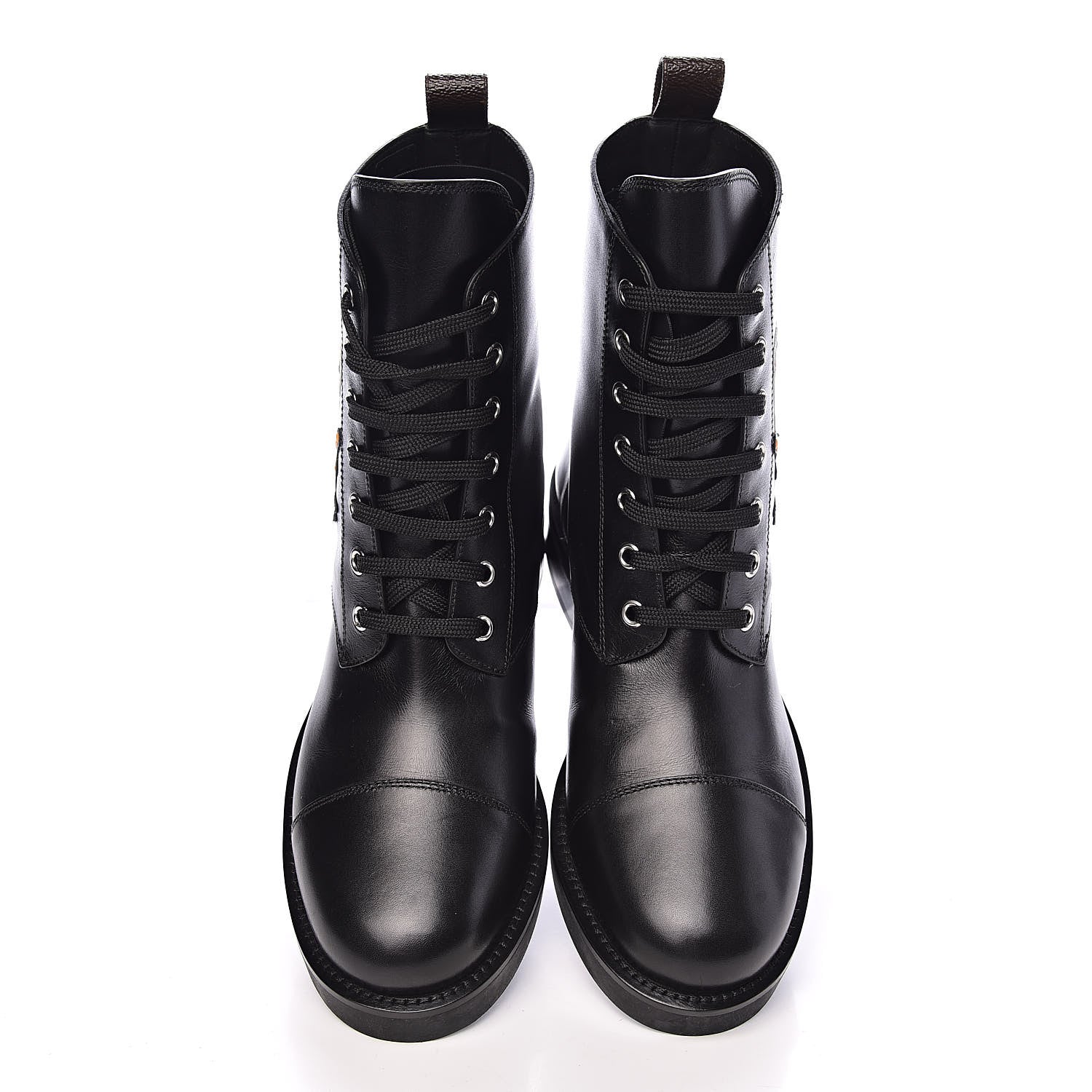Louis Vuitton Calfskin LV Black Heart Flat Ranger Boots 38.5 Black 11 of 12