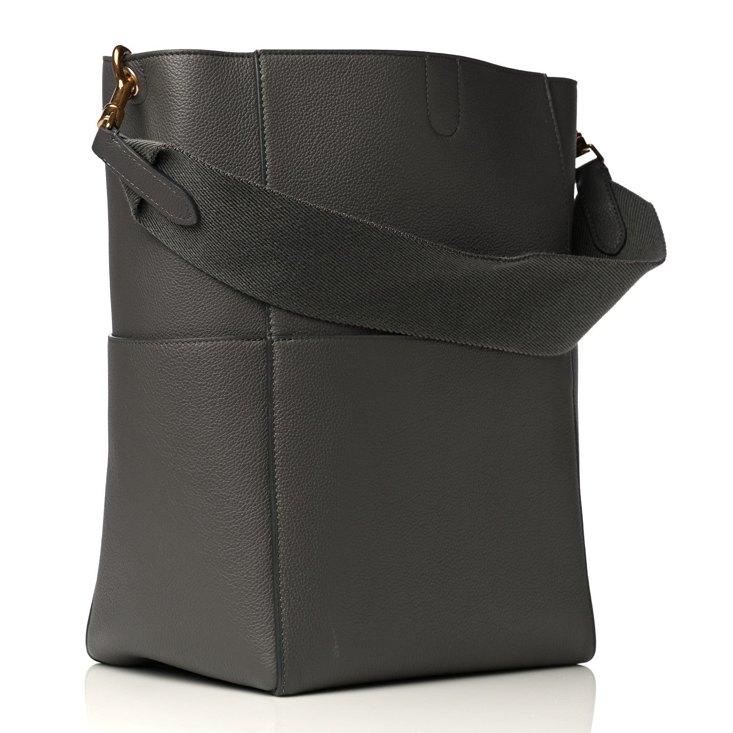 Celine Soft Grained Calfskin Sangle Bucket Bag Grey 2 of 4