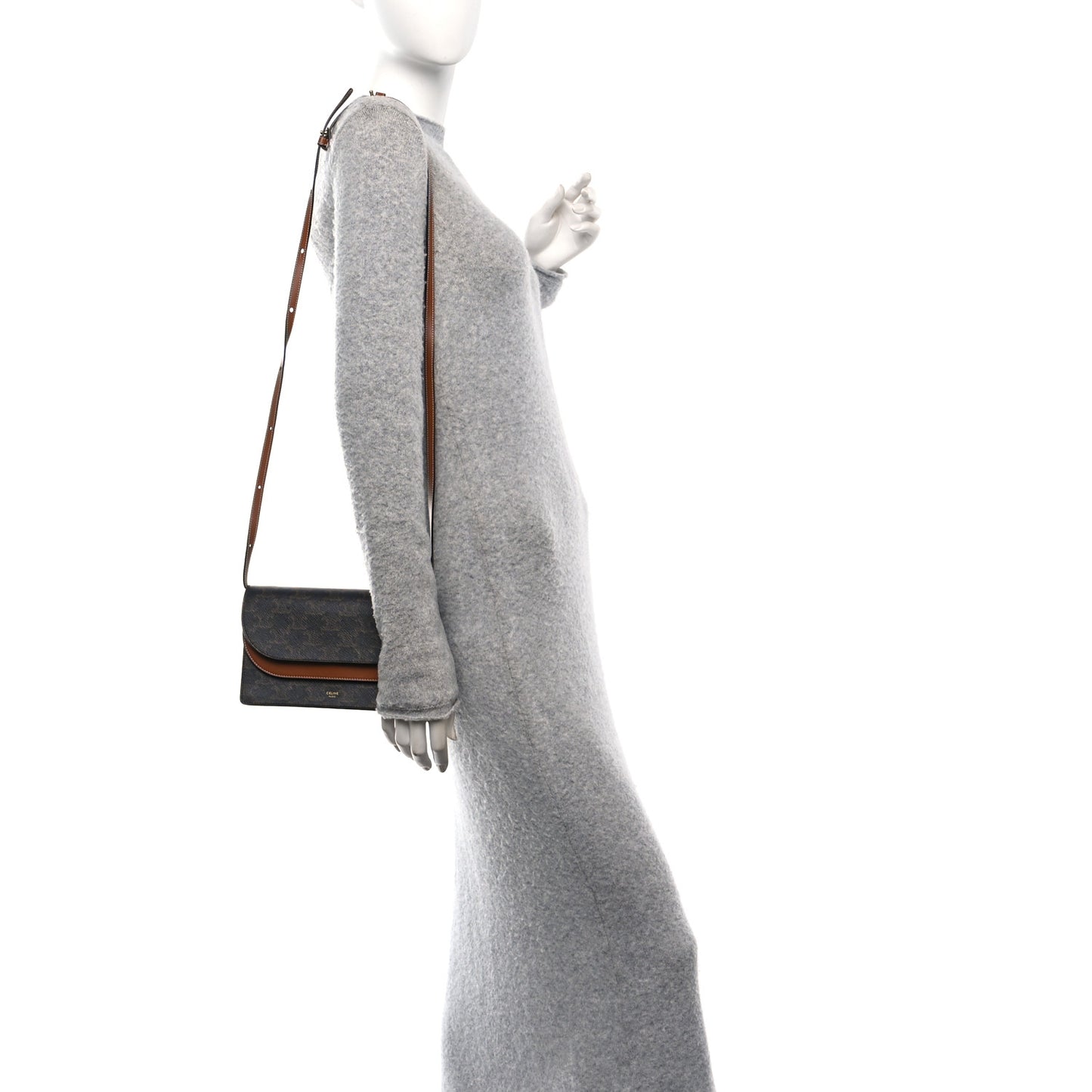 Triomphe Canvas Lambskin Wallet On Strap Tan