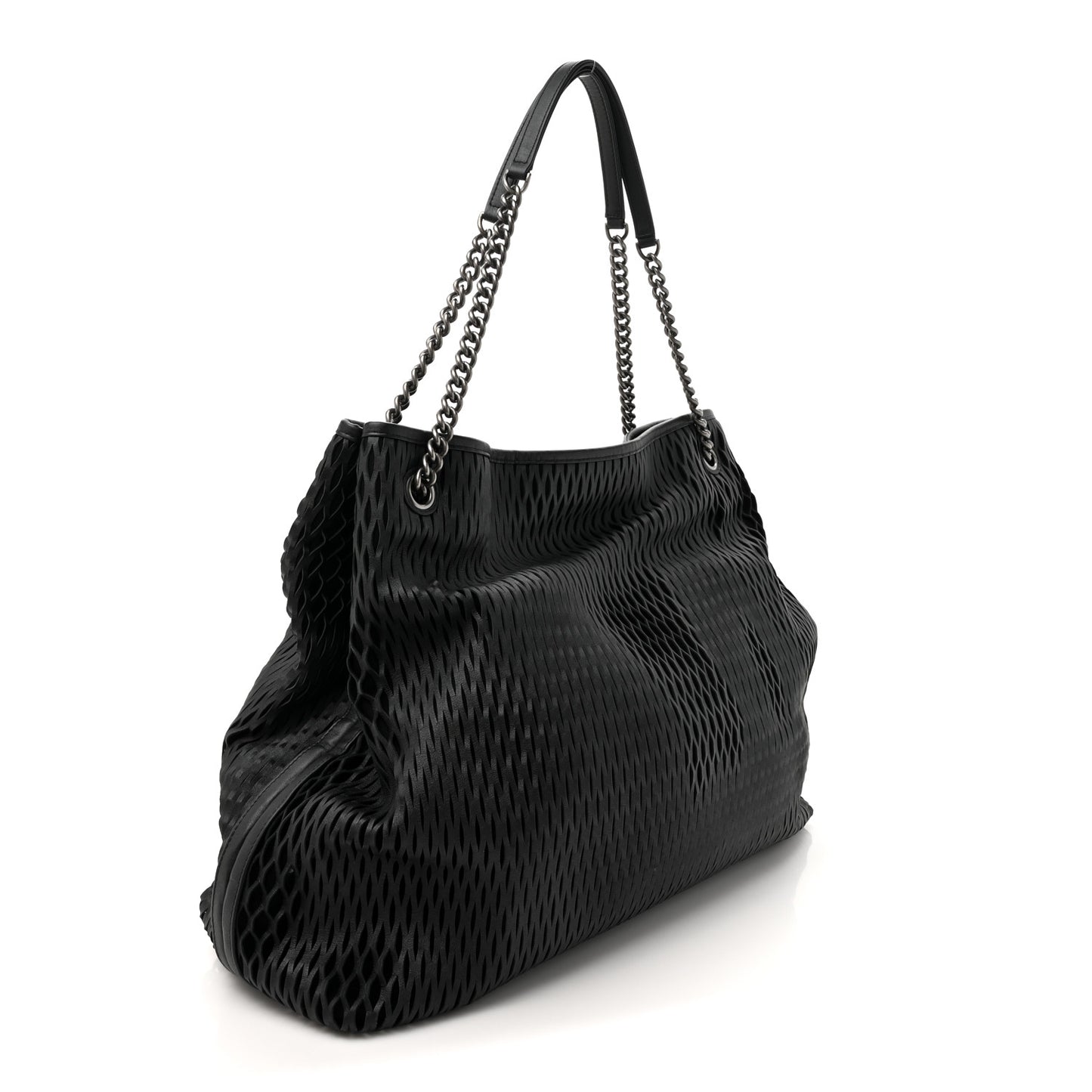 Calfskin Laser Cut Perforated CC Tote Black