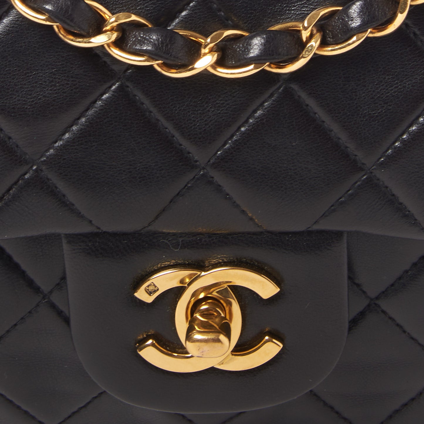 Lambskin Quilted Small Double Flap Black