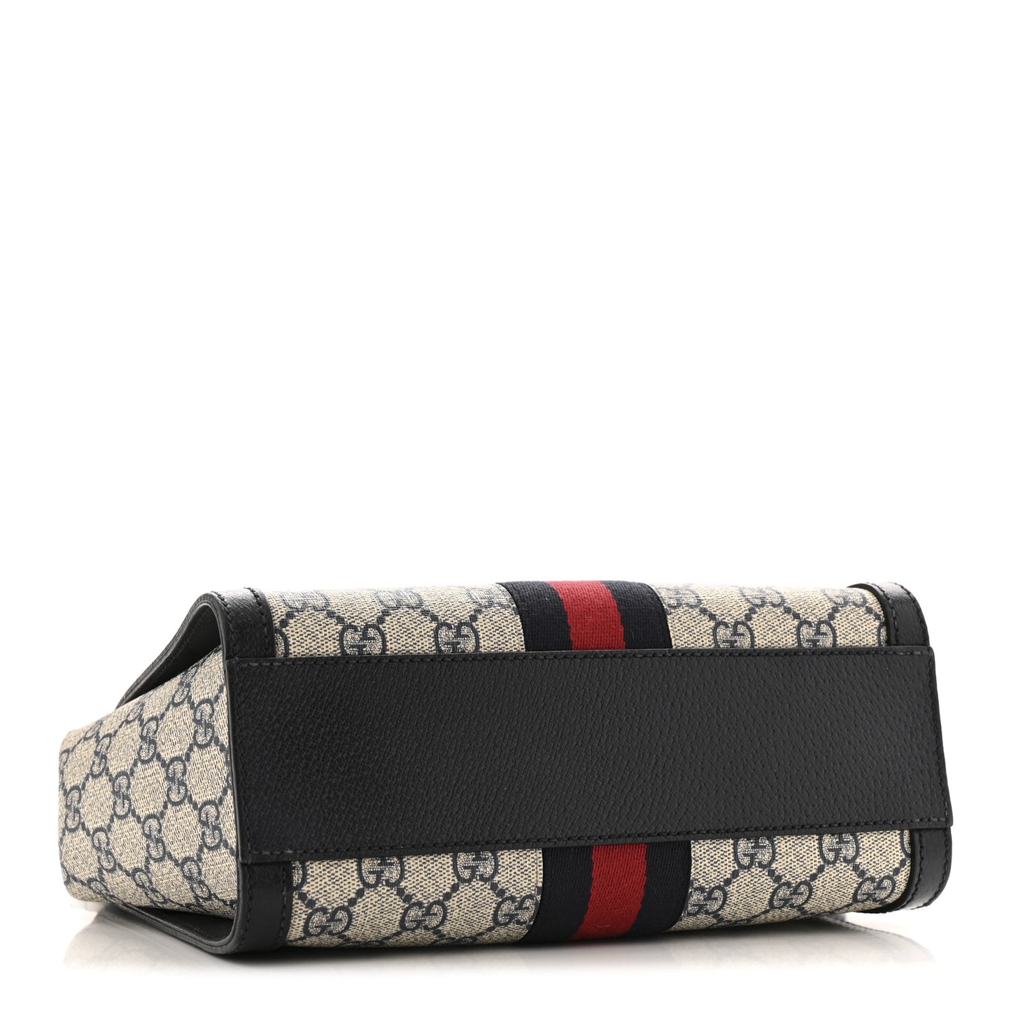 GG Supreme Monogram Textured Dollar Calfskin Web Small Ophidia Tote Bag Beige Blue