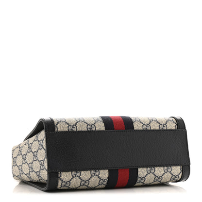 Gucci GG Supreme Monogram Textured Dollar Calfskin Web Small Ophidia Tote Bag Beige Blue 4 of 11