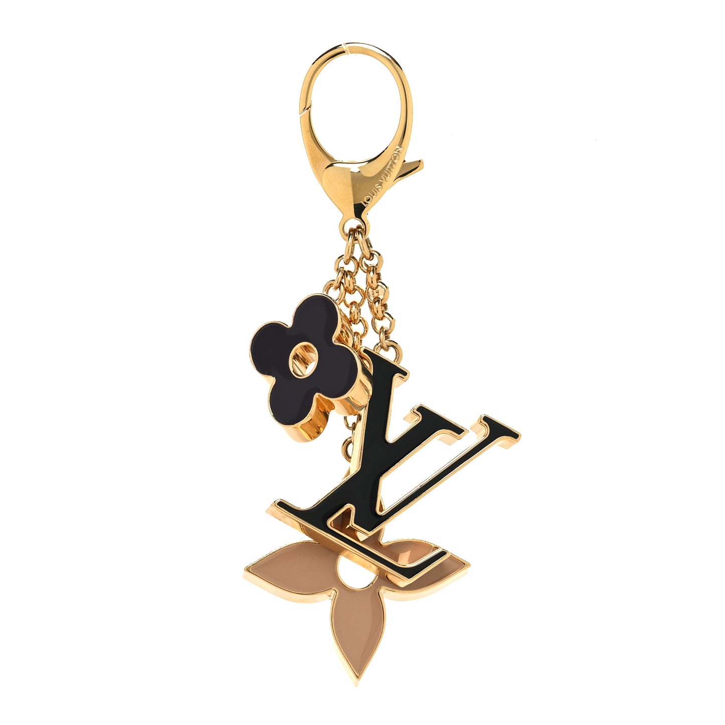 Fleur De Monogram Bag Charm Dore