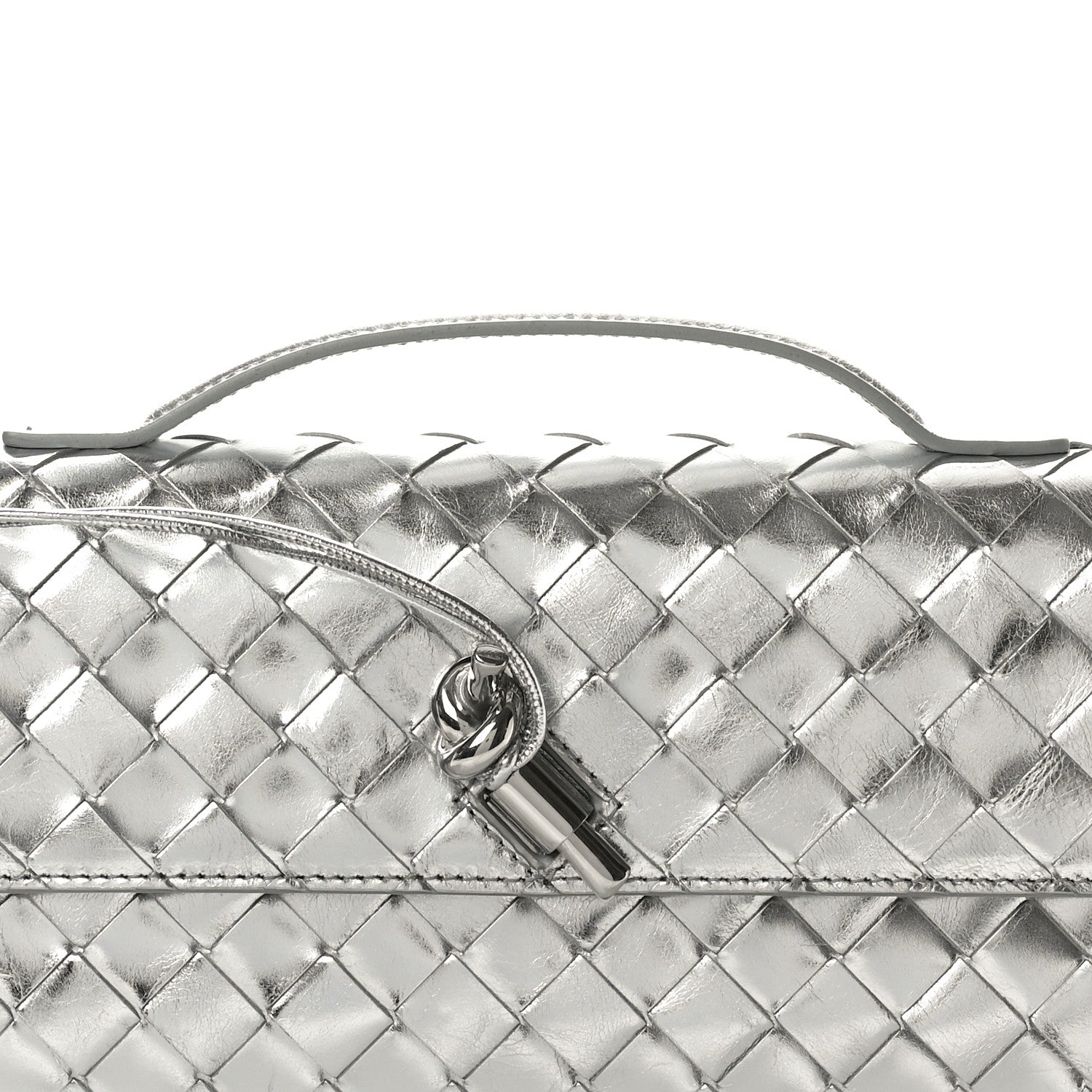 Bottega Veneta Metallic Nappa Intrecciato Long Andiamo Top Handle Silver 8 of 8