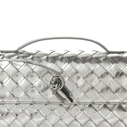 Bottega Veneta Metallic Nappa Intrecciato Long Andiamo Top Handle Silver 8 of 8