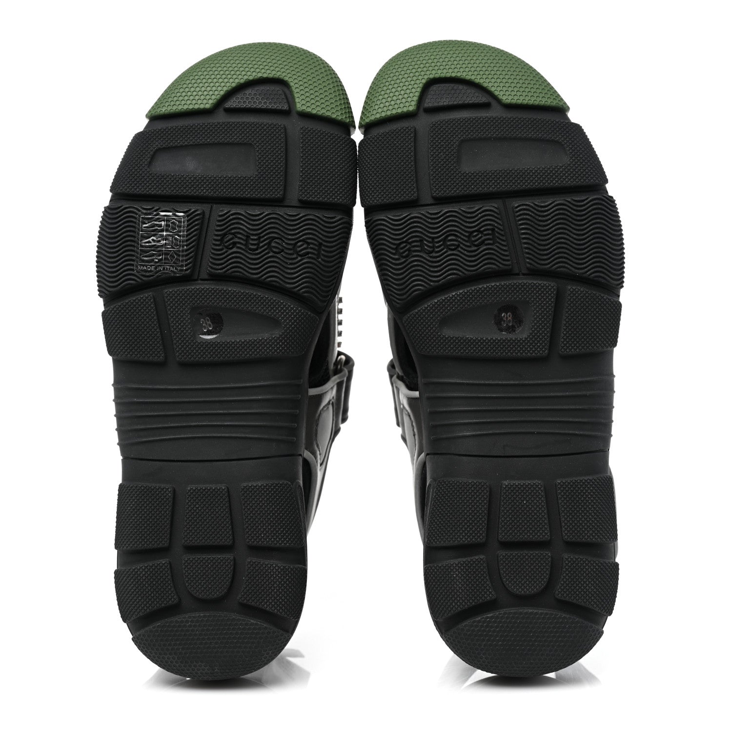 Gucci Mesh Fabric Tinsel Sport Sandals 38 Black Silver Green 5 of 7