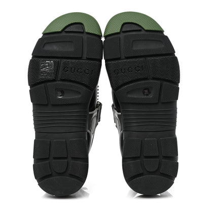 Gucci Mesh Fabric Tinsel Sport Sandals 38 Black Silver Green 5 of 7