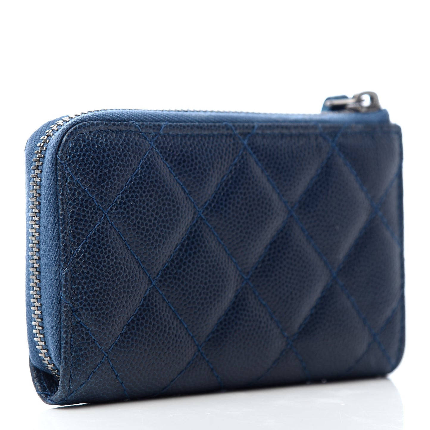 Caviar Quilted Key Holder Case Navy