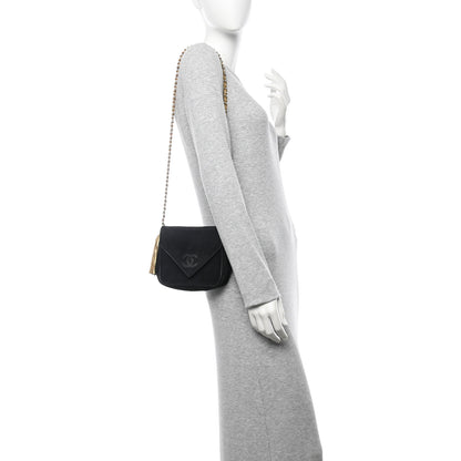 Chanel Suede Quilted CC Tassel Flap Crossbody Black Gold 2 of 15