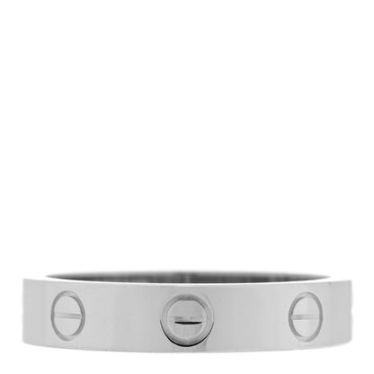 Cartier 18K White Gold Diamond 4mm LOVE Wedding Band Ring 53 6.25 3 of 5