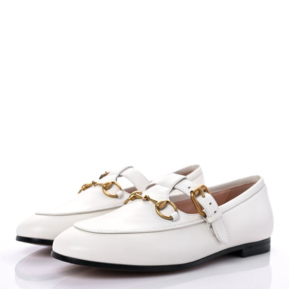 Gucci Malaga Kid Womens Horsebit Buckle Strap Loafers 35.5 Dusty White 3 of 8