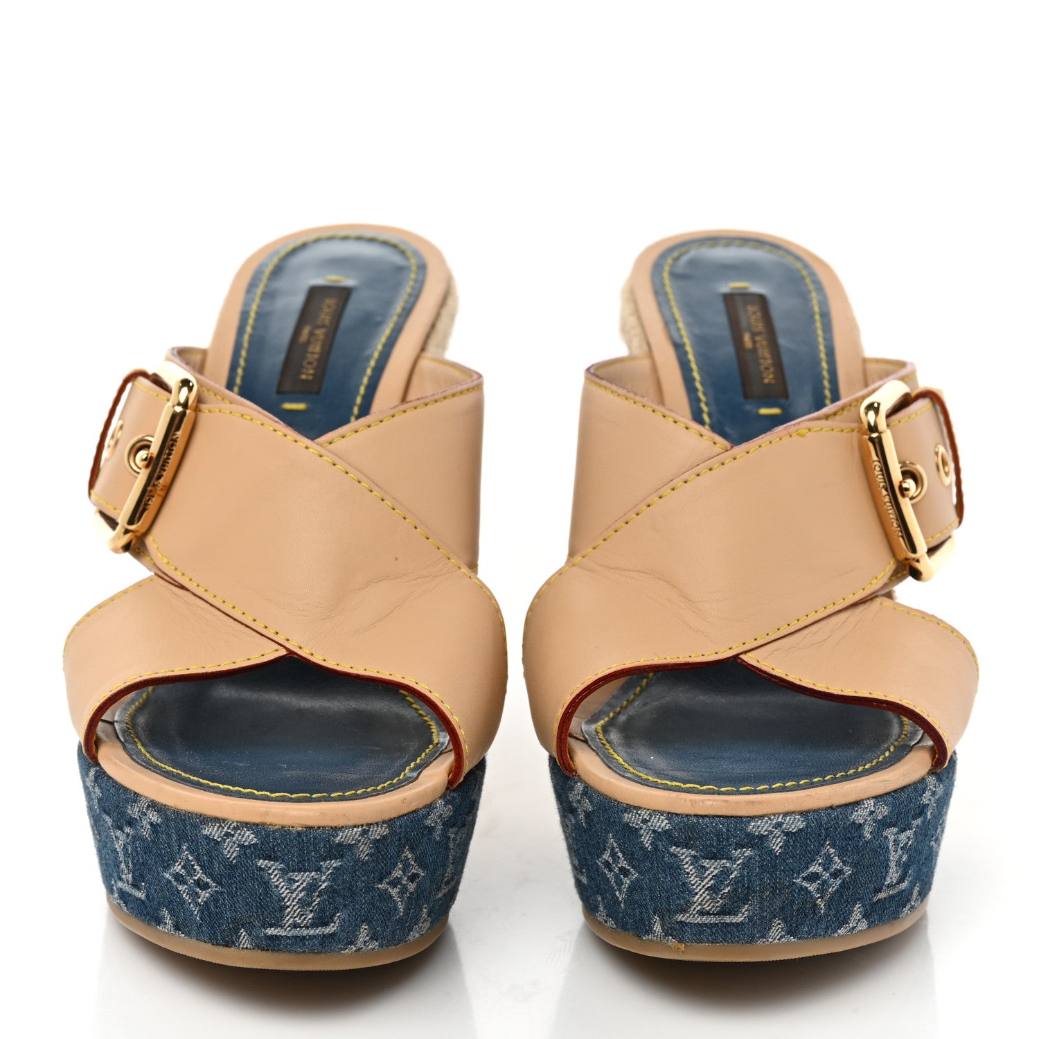 Louis Vuitton Vachetta Denim Juan Les Pins Espadrille Wedge Heels 38.5 Blue 2 of 10