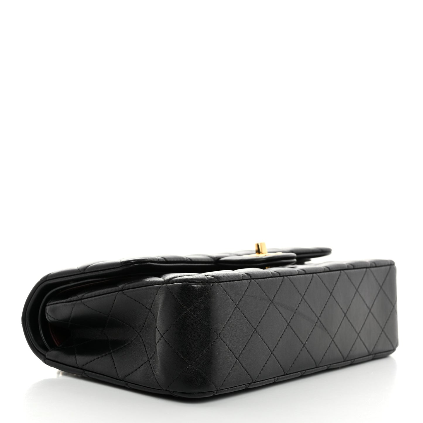 Lambskin Quilted Medium Double Flap Black